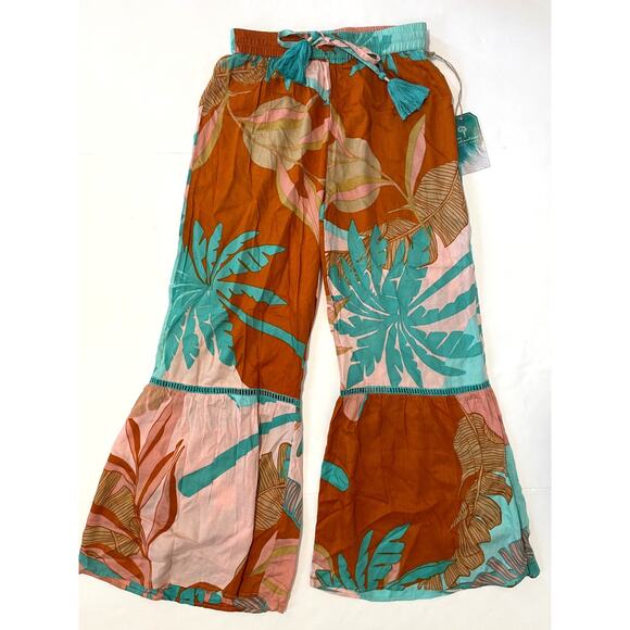 True Destinations Pants - True Destinations Women Resort Flare Wide Leg Pant Coverup S Tropical Beach Boho